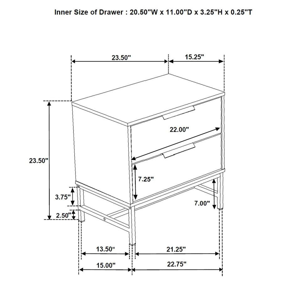 Sonora - 2-Drawer Nightstand Bedside Table - White