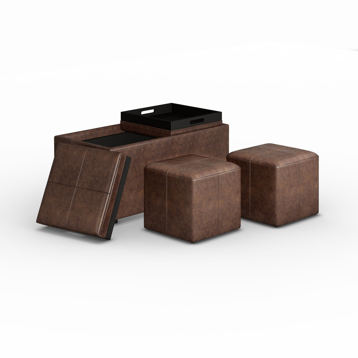 Avalon - 5 Piece Storage Ottoman, Contemporary by Simpli-Home | Bel Furniture