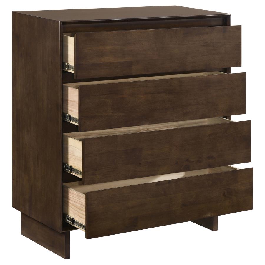 Glenwood - 4-Drawer Chest Of Drawers - Warm Brown
