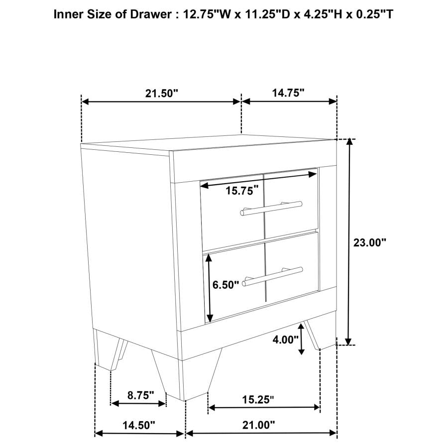 Trenton - 2-Drawer Nightstand Bedside Table - Rustic Cream