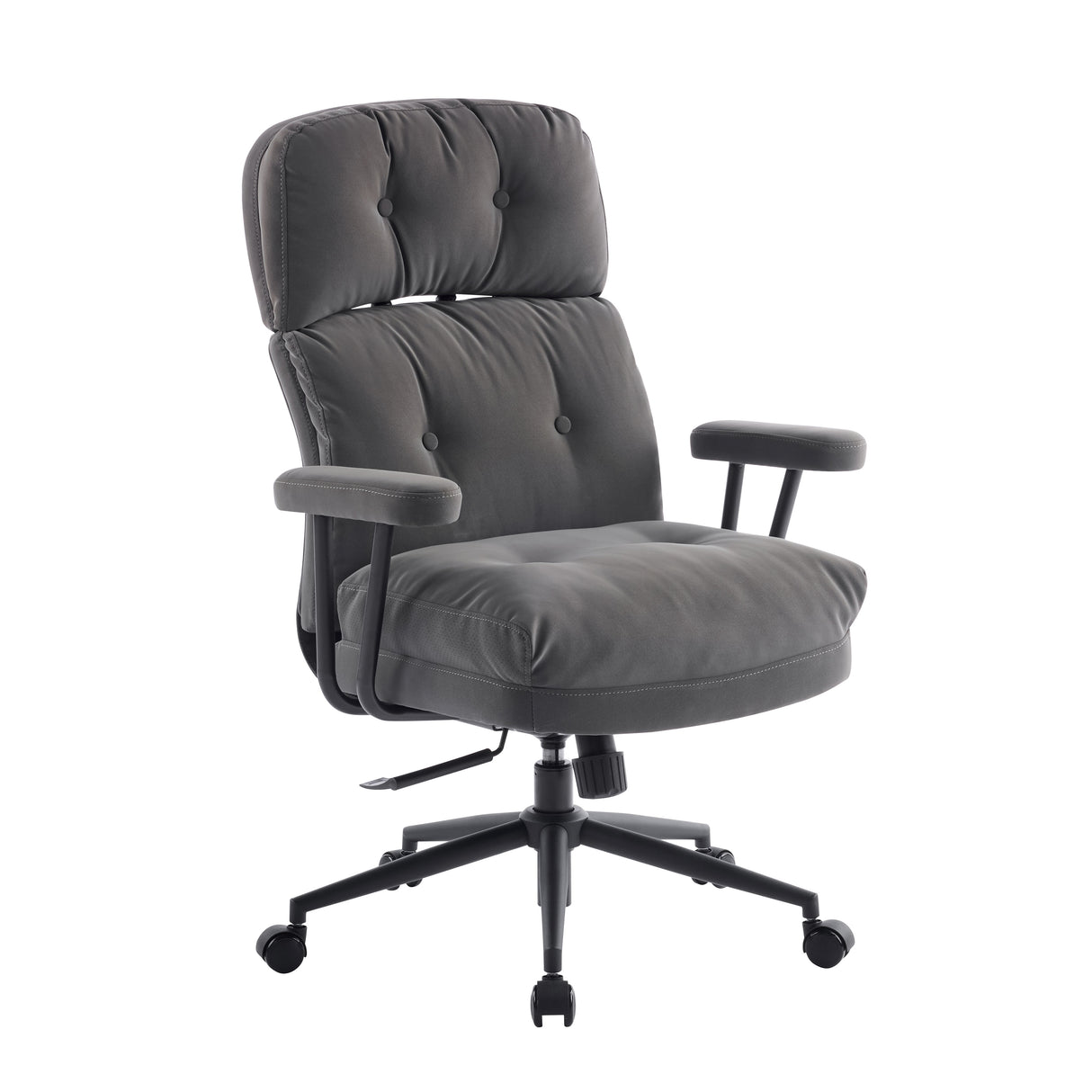 Tufted Home Office Chair with Wheels, Armrests & Adjustable Height