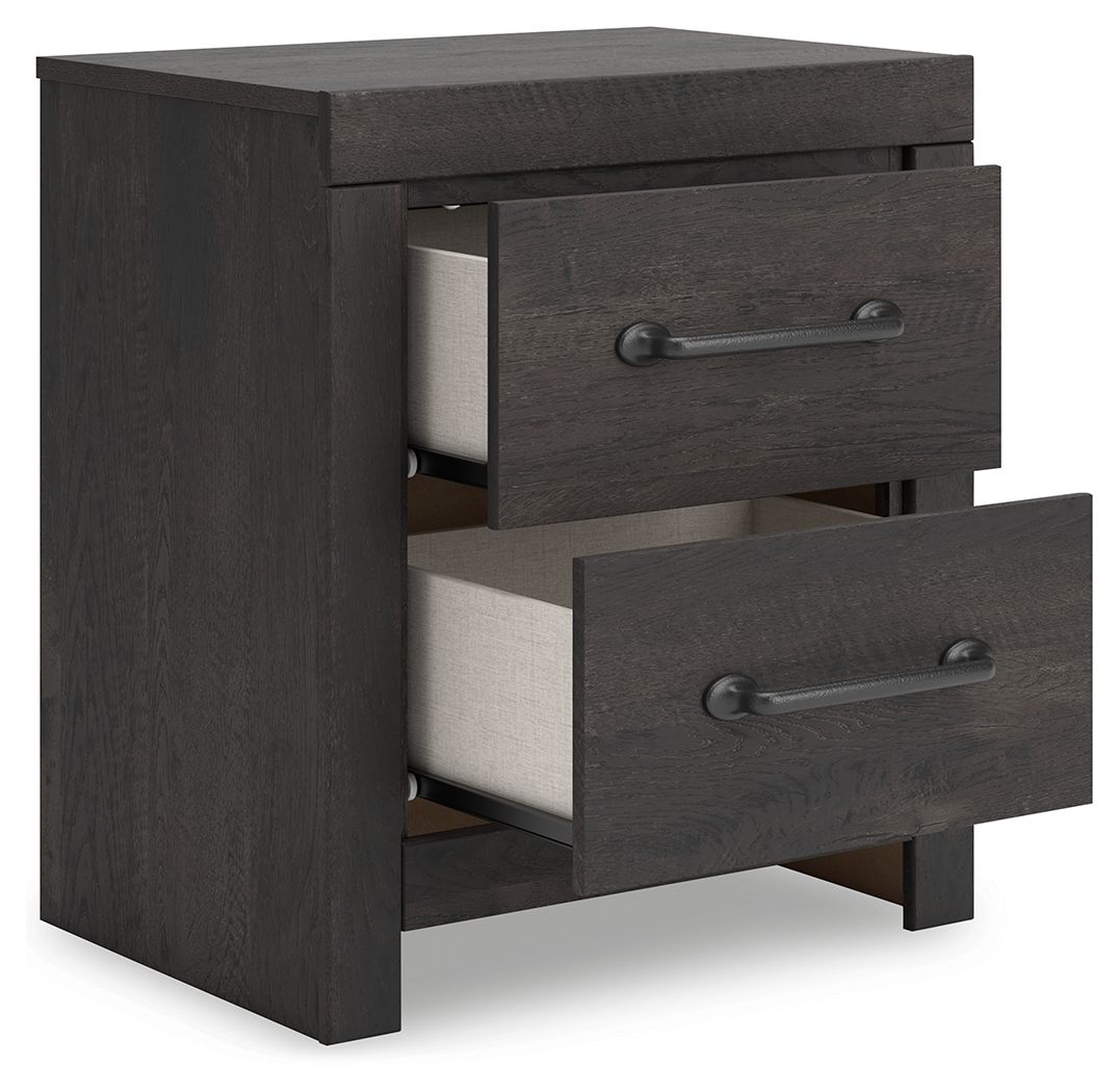 Hollivern - Dark Gray - Two Drawer Night Stand by Signature Design by Ashley® | Bel Furniture