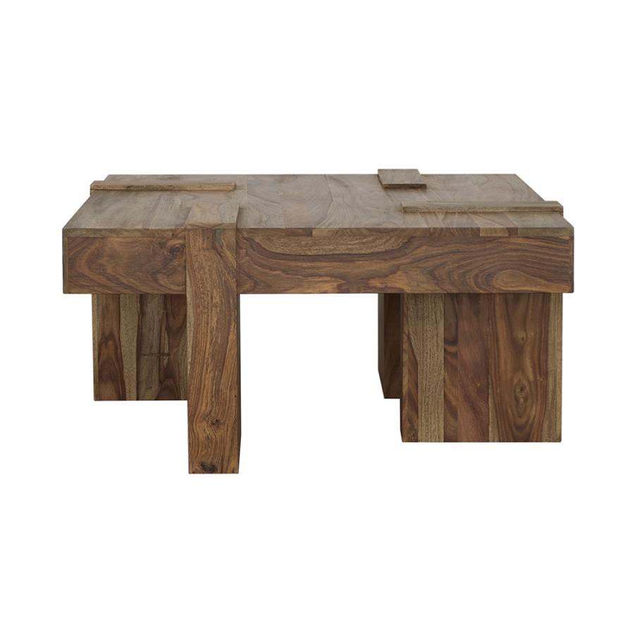 Samira - Square Solid Wood Coffee Table - Natural Sheesham by CoasterEssence | Bel Furniture