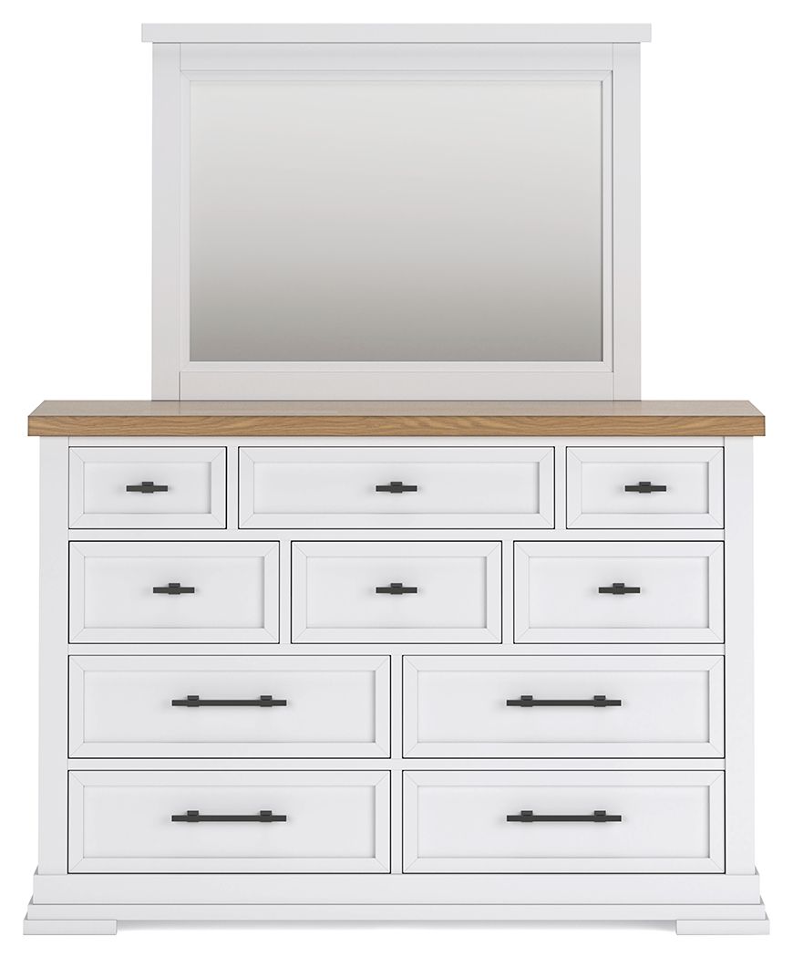 Ashbryn - White / Natural - Dresser And Mirror by Benchcraft® | Bel Furniture