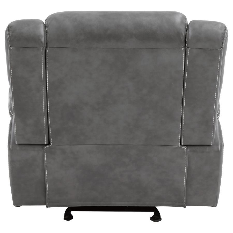 Conrad - Upholstered Padded Arm Glider Recliner - Gray by CoasterEveryday | Bel Furniture