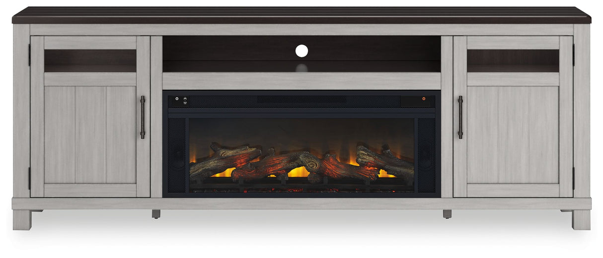 Darborn - Gray / Brown - 88" TV Stand With Electric Infrared Fireplace Insert by Signature Design by Ashley® | Bel Furniture