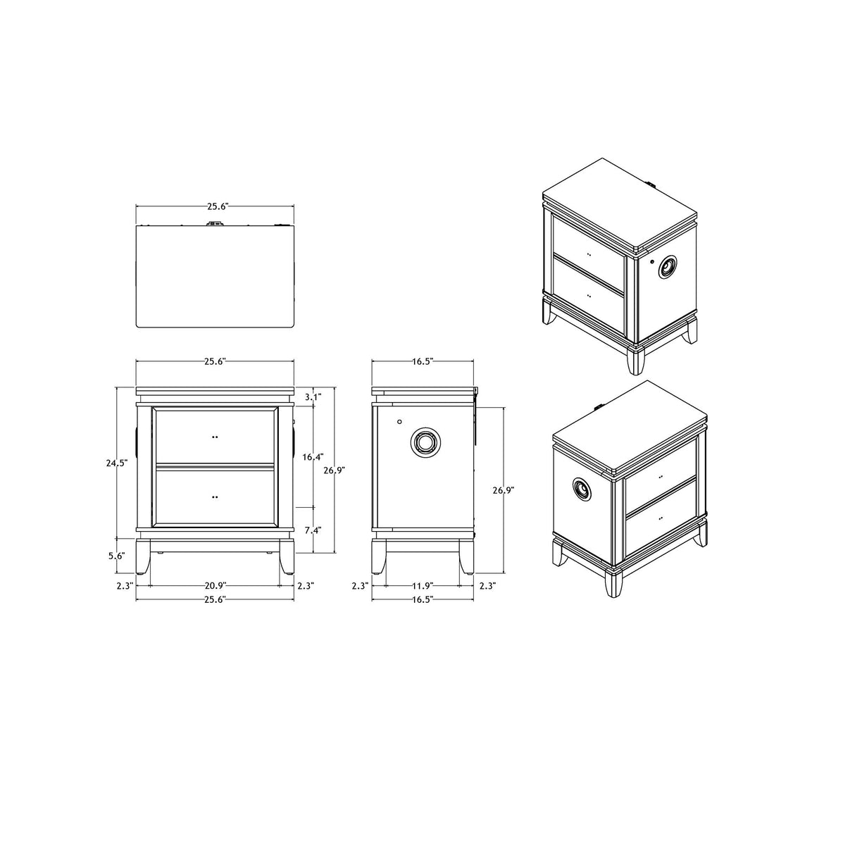 Adelaide - Nightstand With Cooler And Speaker - Gray / Black