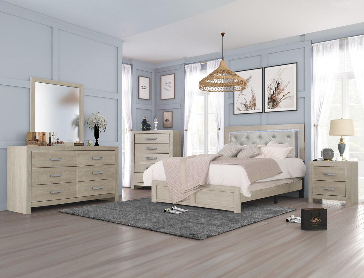 Jaylen - Bedroom Set Gray 5 Pc. Bed, Dresser, Mirror, Chest, Nightstand by Crown Mark | Bel Furniture