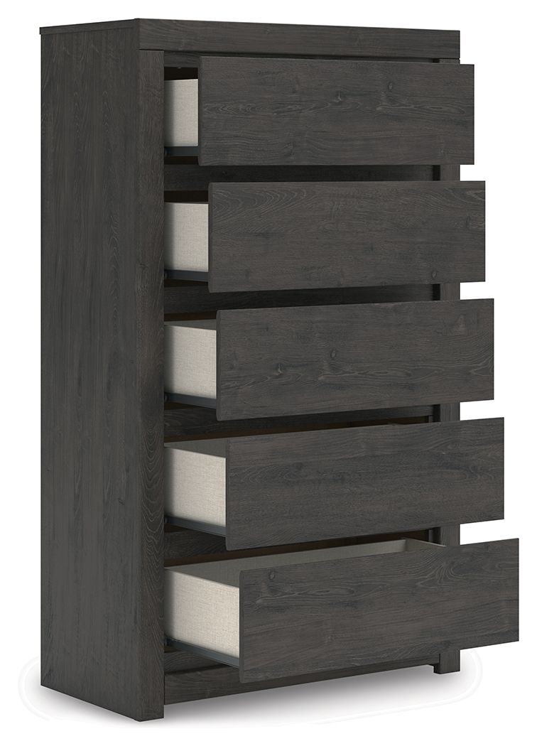 Fraluna - Charcoal - Five Drawer Chest by Signature Design by Ashley® | Bel Furniture