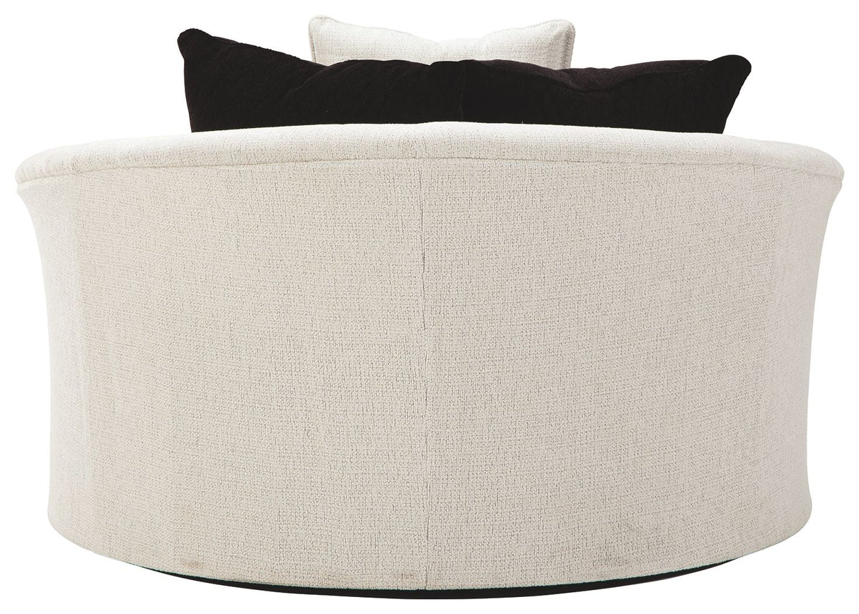 Cambri - Snow - Oversized Round Swivel Chair by Ashley® | Bel Furniture