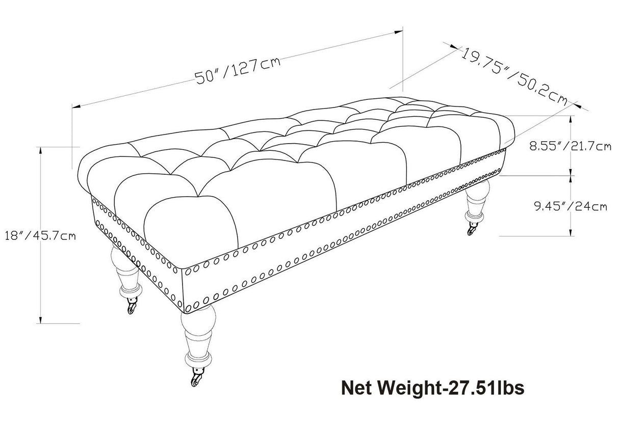 Henley - Tufted Ottoman Bench - Distressed Brown by Simpli-Home | Bel Furniture