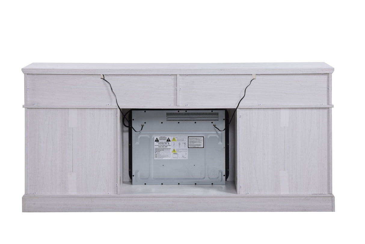 Lucifer - TV Stand Console With Fireplace - White Walnut by Lilola Home | Bel Furniture