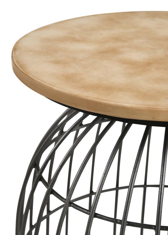 Bernardo - Round Wire Frame Side Table - Natural And Gunmetal by CoasterEssence | Bel Furniture