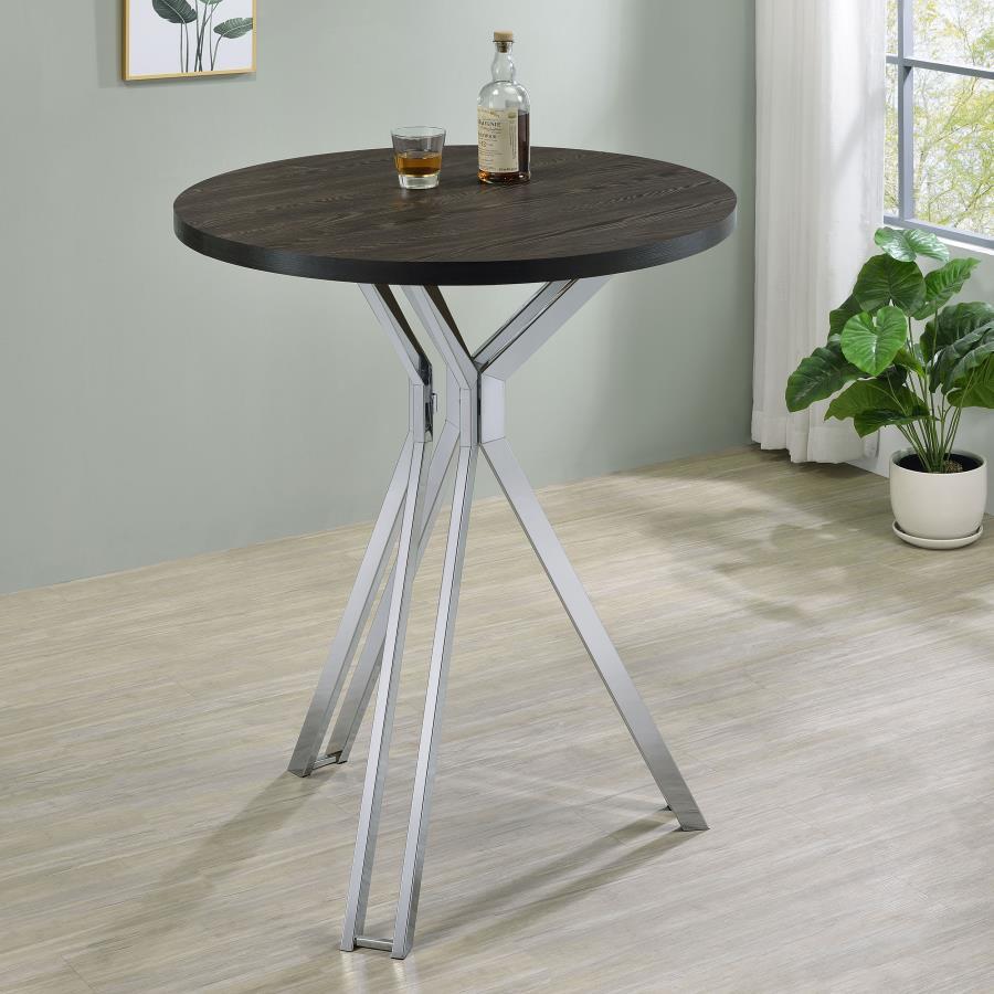Edgerton - Round Pub Height Bistro Bar Table - Dark Oak by CoasterEssence | Bel Furniture