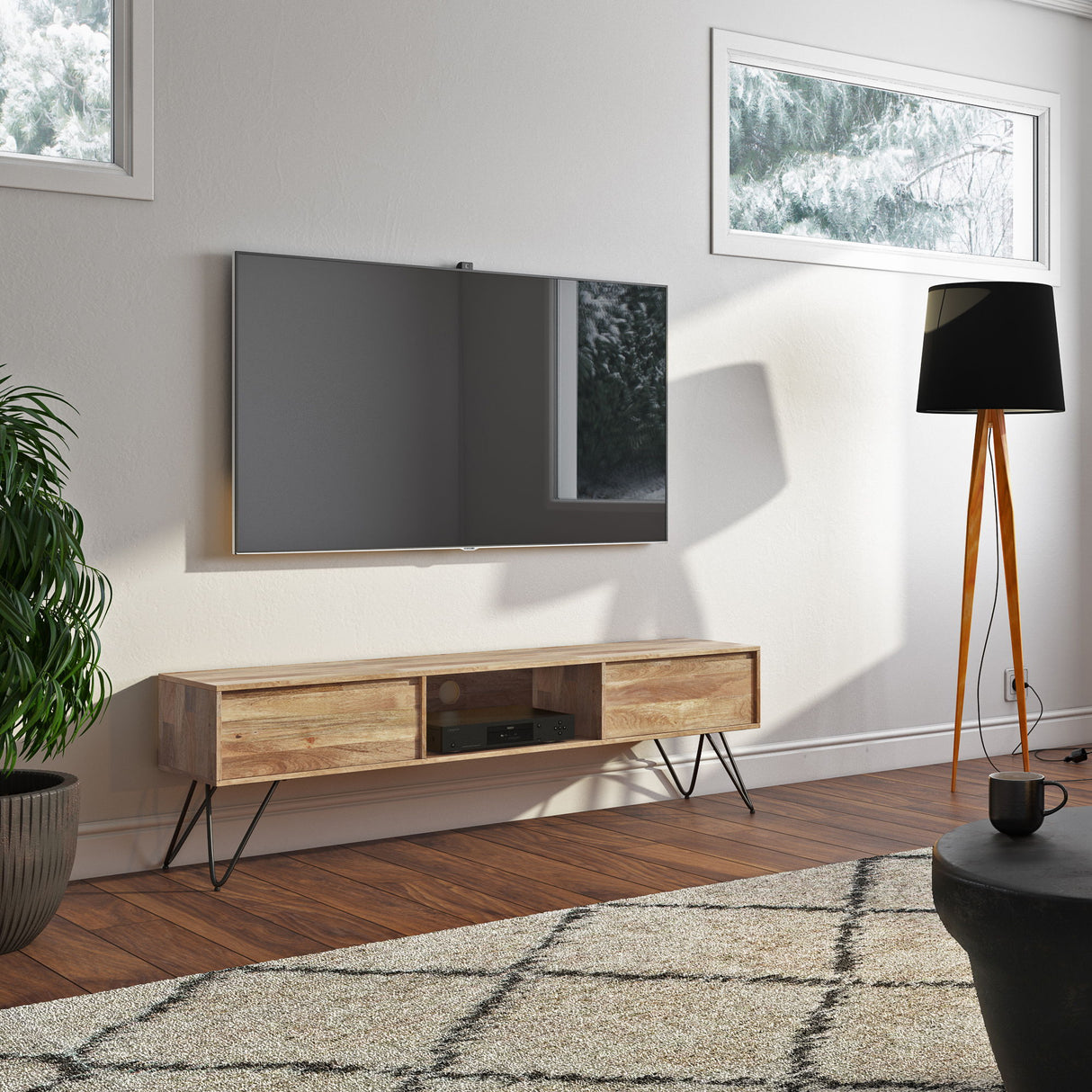 Hunter - Handcrafted TV Media Stand - Natural by Simpli-Home | Bel Furniture