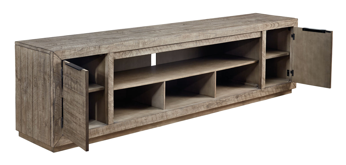 Krystanza - Weathered Gray - XL TV Stand w/Fireplace Option by Signature Design by Ashley® | Bel Furniture