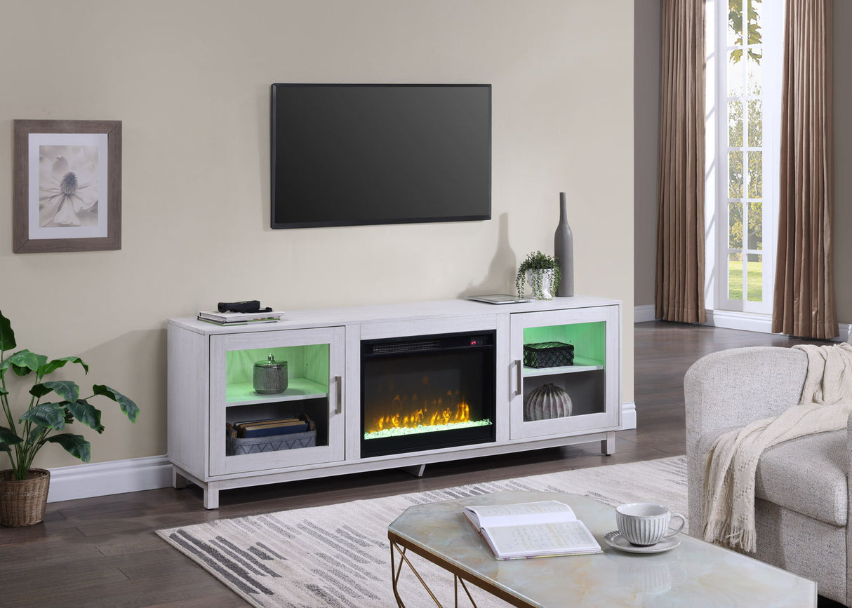 Summit - TV Stand Console With Fireplace - White Walnut Finish by Lilola Home | Bel Furniture