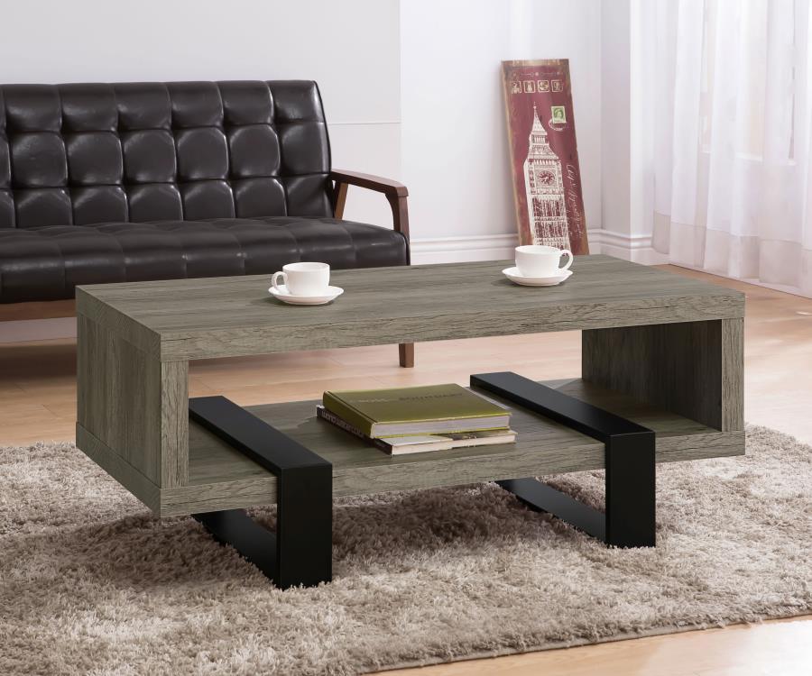 Dinard - Engineered Wood Coffee Table - Gray Driftwood by CoasterEssence | Bel Furniture