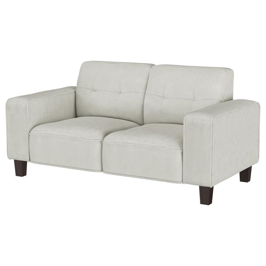 Deerhurst - Upholstered Track Arm Tufted Loveseat - Greige by Coaster Fine Furniture | Bel Furniture