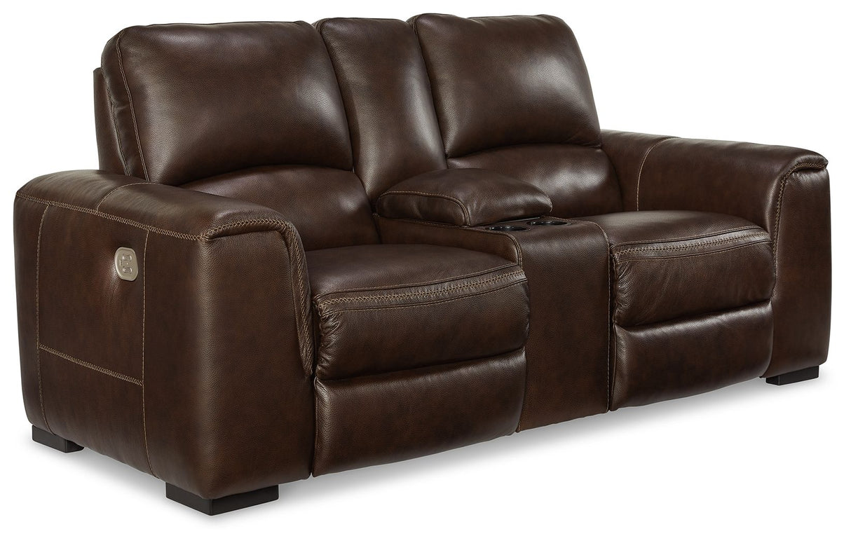 Alessandro - Power Reclining Loveseat Dark Brown by Signature Design by Ashley® | Bel Furniture