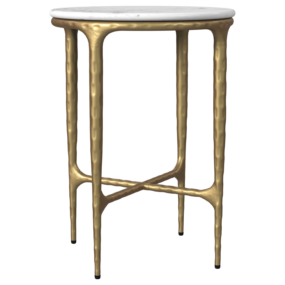 Baldwin - Round Marble Top Side Table - White And Gold by Coaster Fine Furniture | Bel Furniture