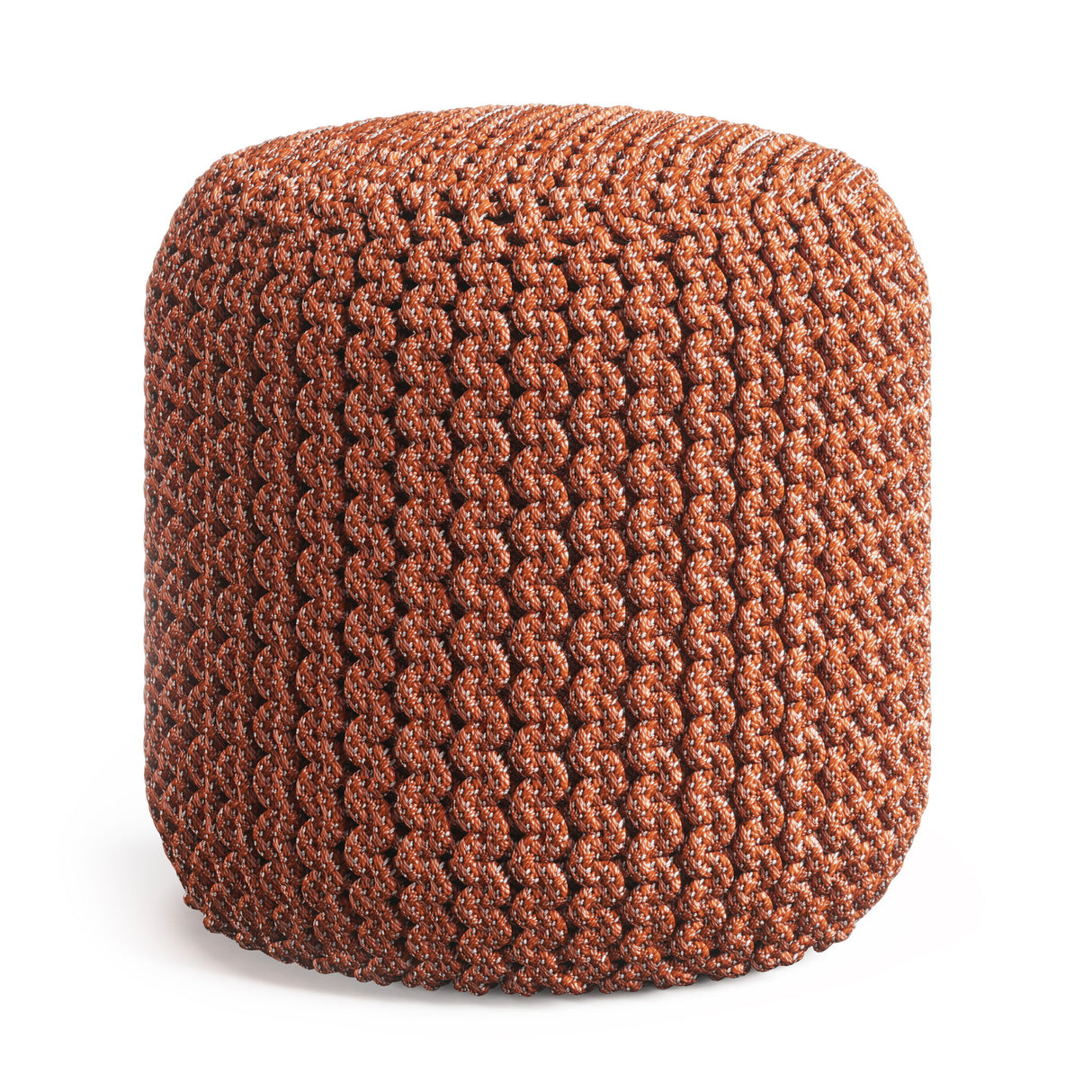 Wynne - Round Knitted Outdoor / Indoor Pouf - Orange by Simpli-Home | Bel Furniture
