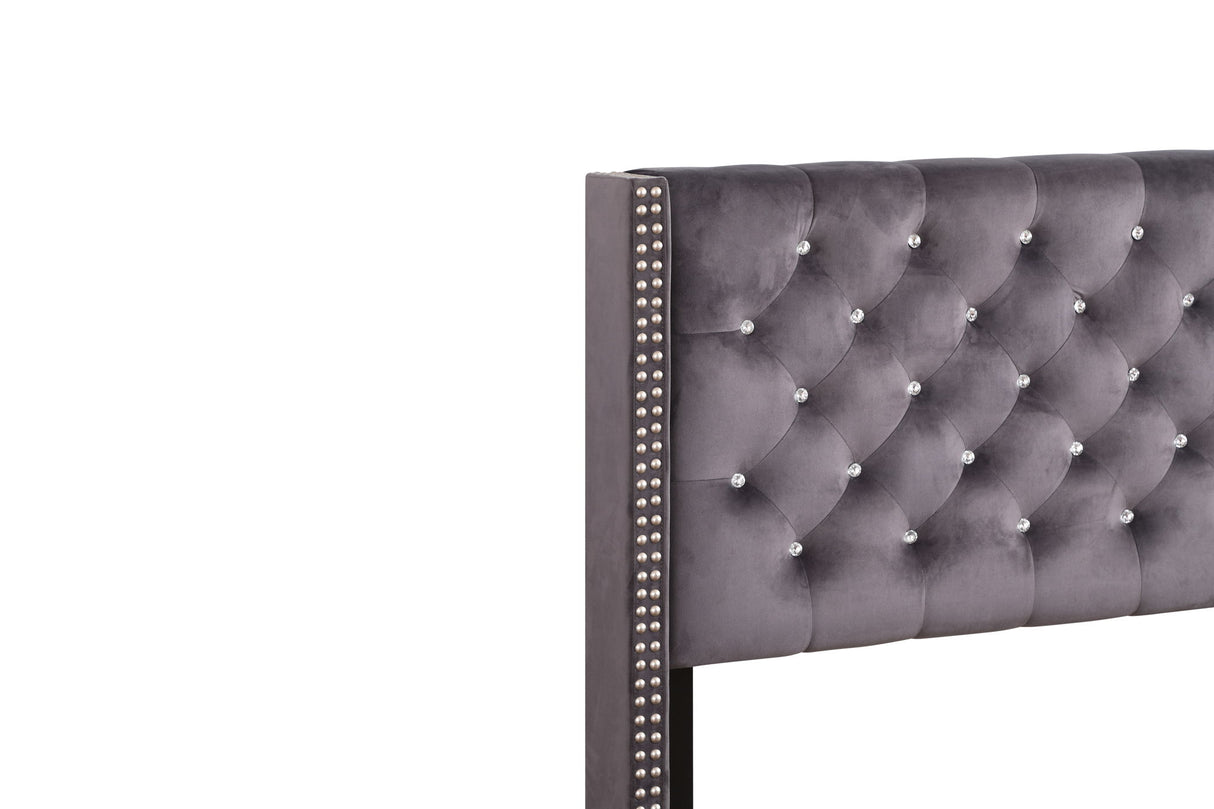 Upholstered Nailhead Trim Chic Bed - view 12