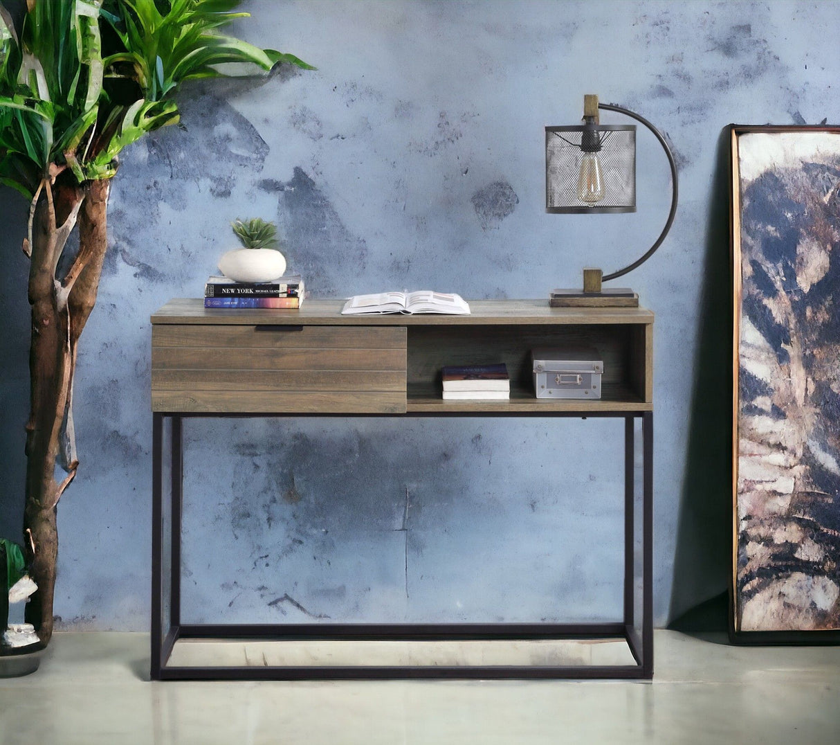 Galeno - Legs Writing Desk - Rustic Oak / Black by Urban Nest | Bel Furniture