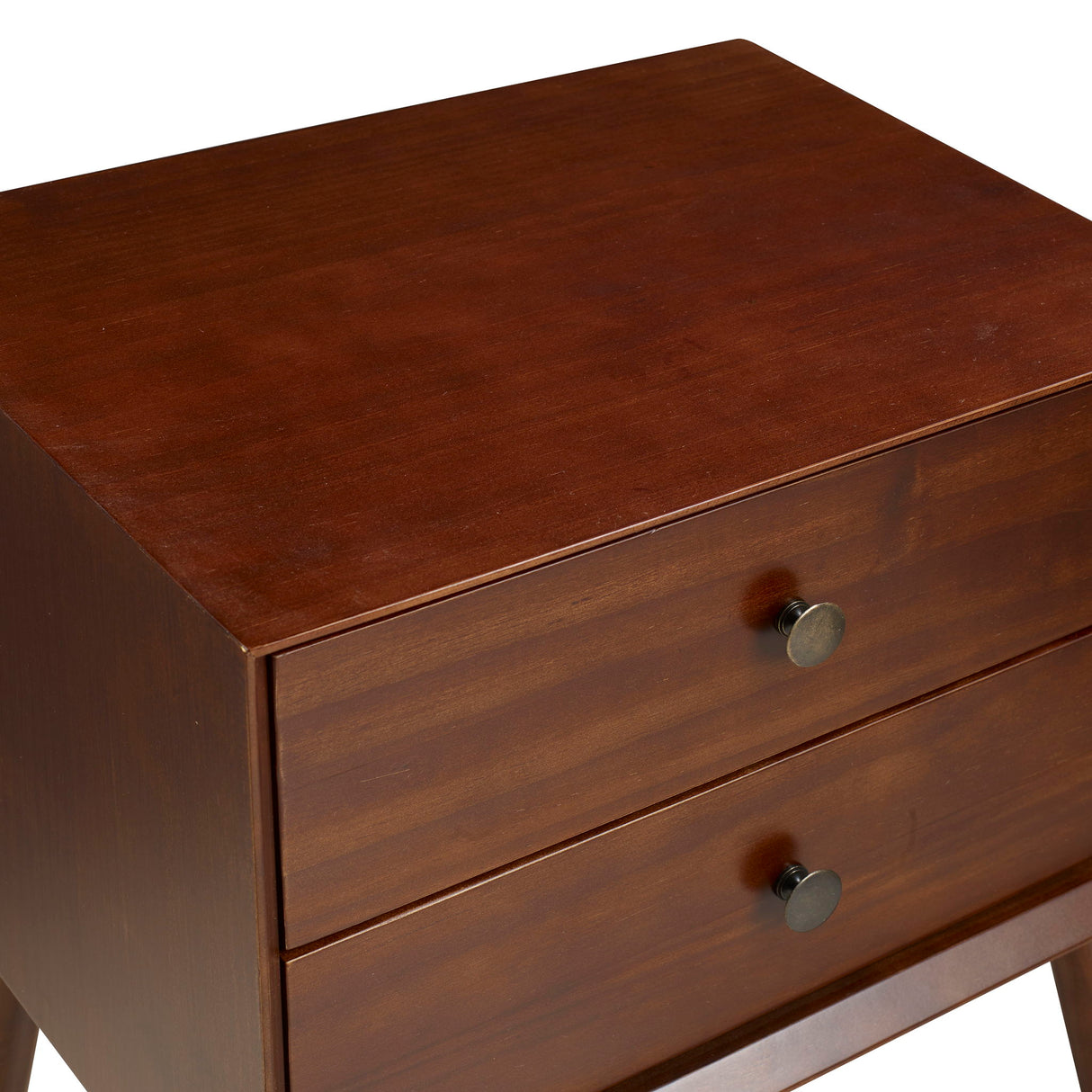 Mid-Century Modern Double Drawer Nightstand - Walnut by Walker Edison | Bel Furniture