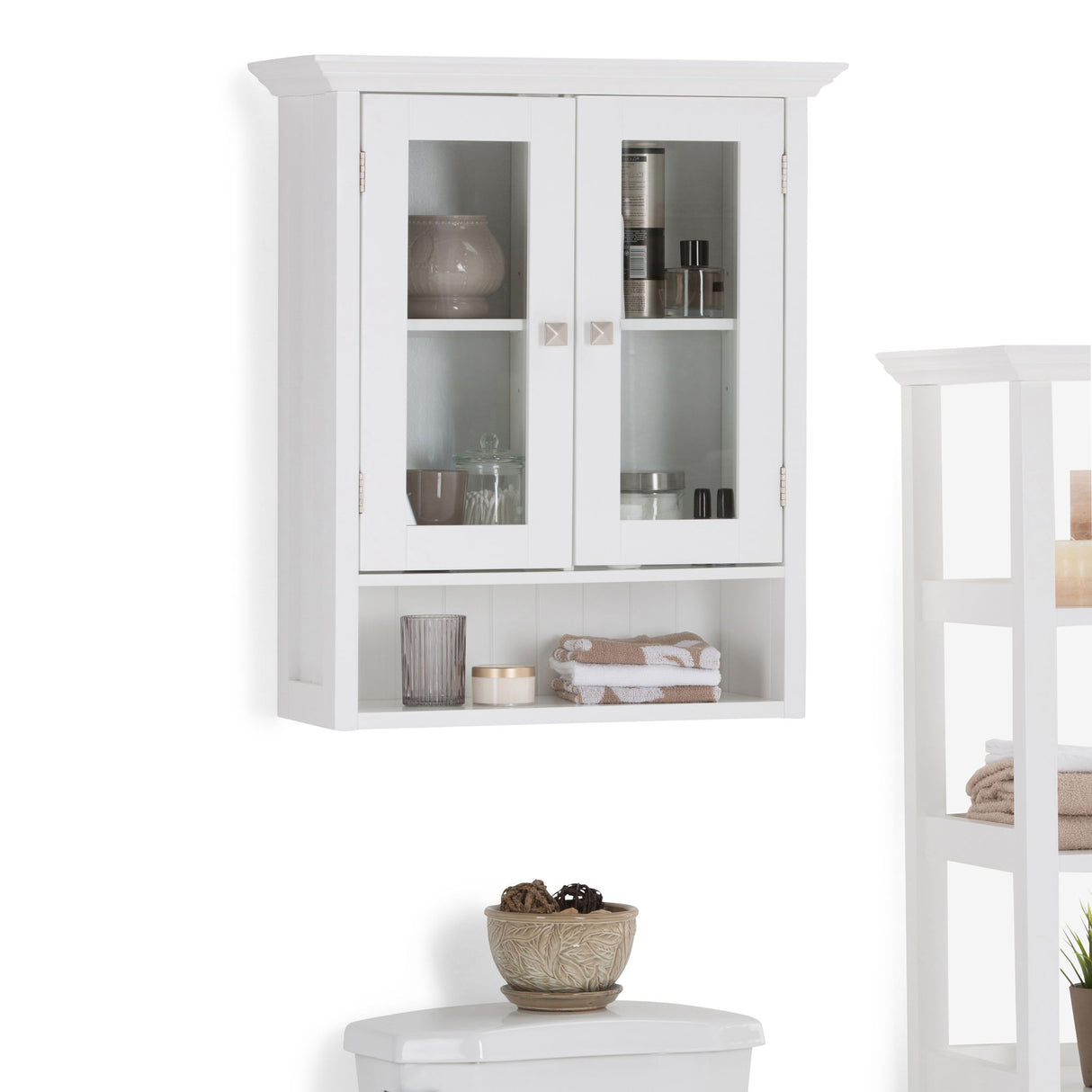 Acadian - Double Door Wall Cabinet - Pure White by Simpli-Home | Bel Furniture