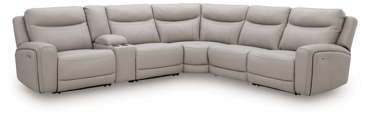 Gravier - 6-Piece Power Reclining Sectional With Storage Console - Gray