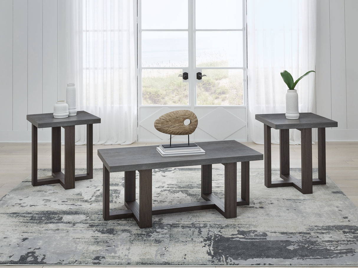 Dynnford - Gray / Brown - Occasional Table Set (Set of 3) by Signature Design by Ashley® | Bel Furniture