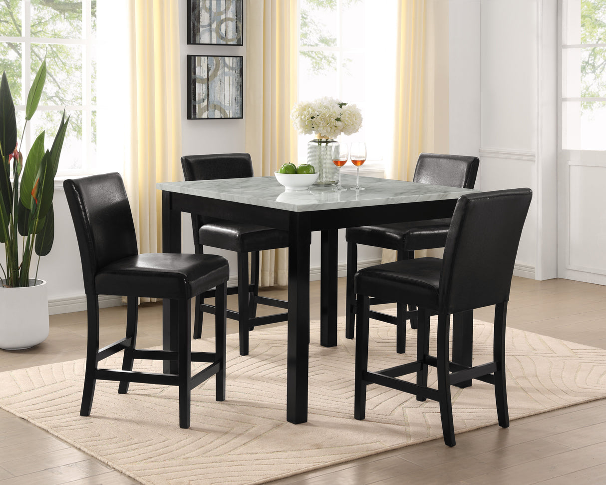 Lennon - 5 Piece Counter Height Table Set - Black / White by Crown Mark | Bel Furniture