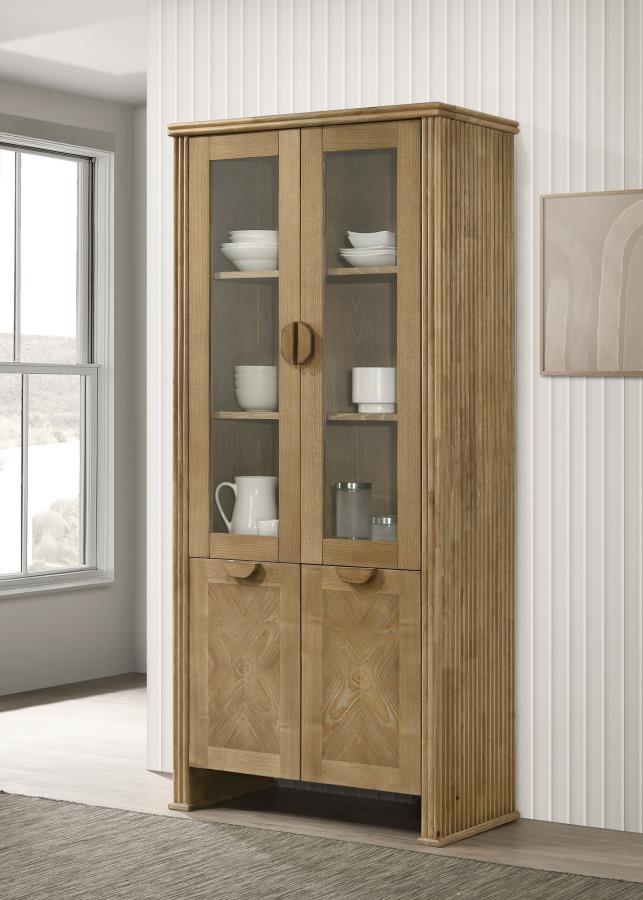 Adina - Tall Display Cabinet - Distressed Light Brown by Coaster Fine Furniture | Bel Furniture