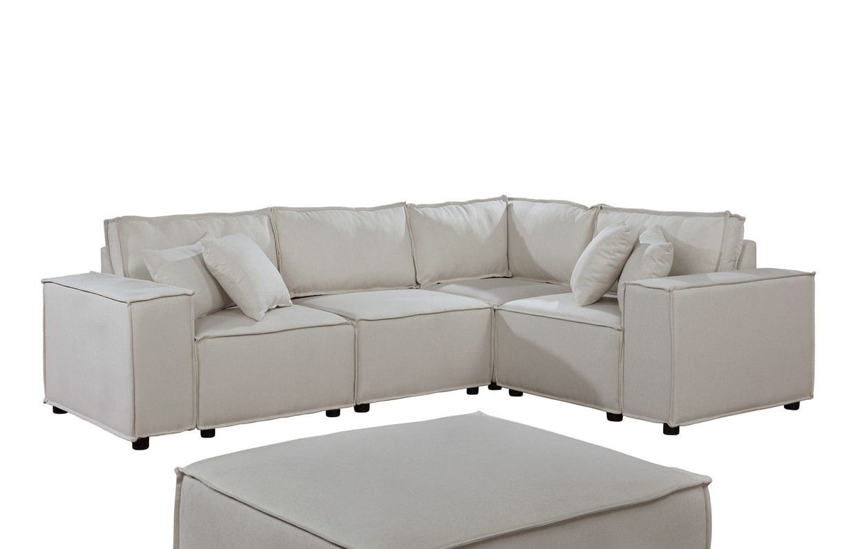 Melrose - Modular Sectional Sofa With Ottoman - Beige