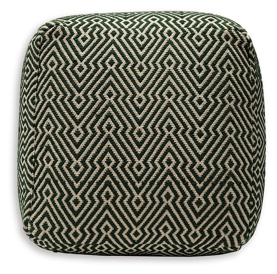 Abacy - Green / Ivory - Pouf by Signature Design by Ashley® | Bel Furniture