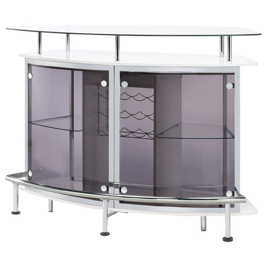 Gideon - Curved Glass Top Home Cabinet by CoasterEssence | Bel Furniture