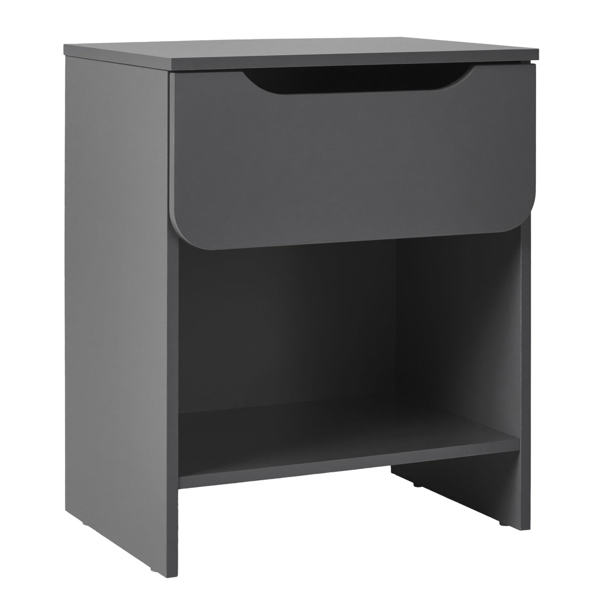Modern Minimalist 1 Drawer Nightstand With Cubby Dark Gray by Walker Edison | Bel Furniture