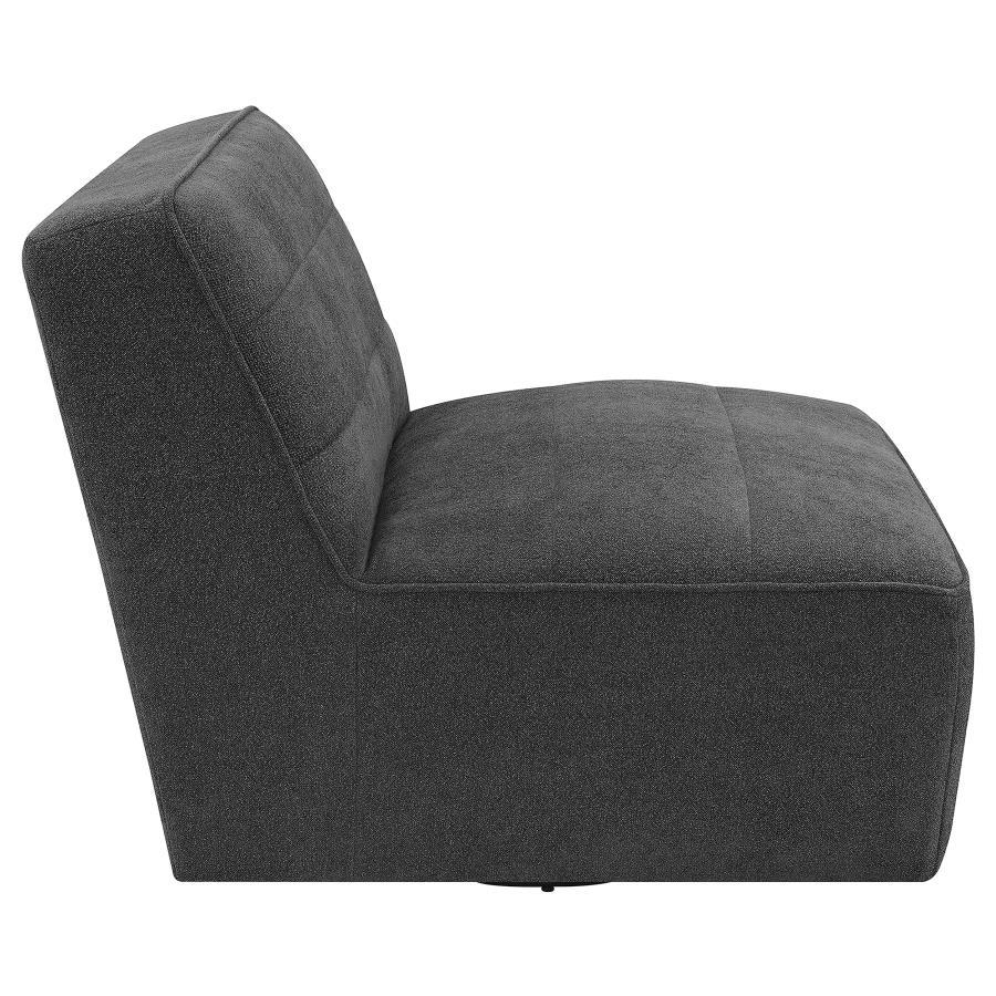 Cobie - Upholstered Armless Swivel Chair - Dark Charcoal by Coaster Fine Furniture | Bel Furniture