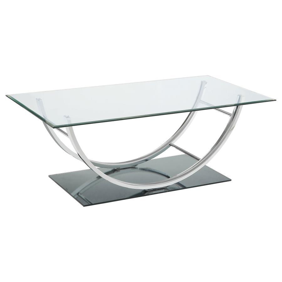 Danville - Rectangular U-Shaped Glass Top Table Pearl Silver Coffee Tables by CoasterEssence | Bel Furniture
