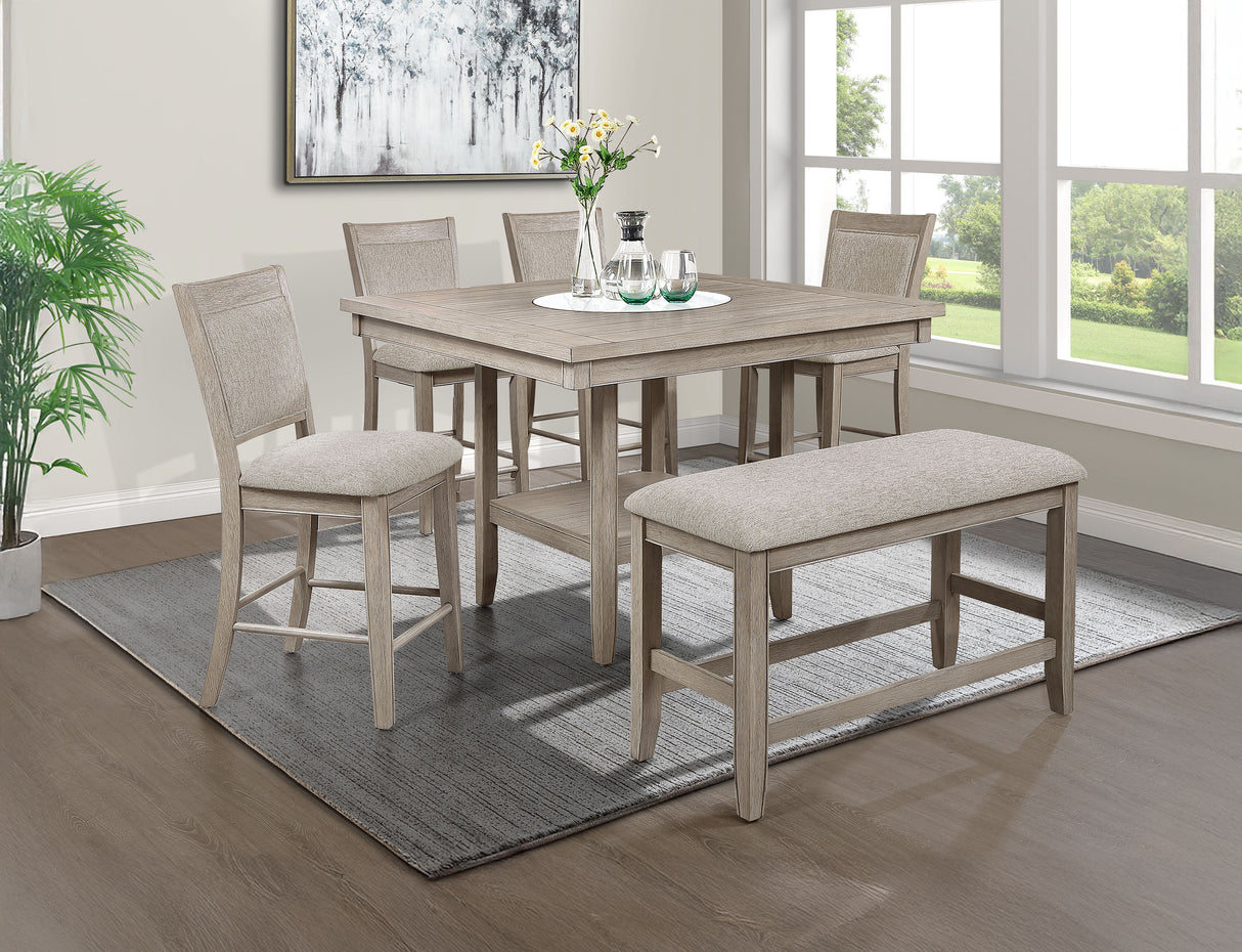 Fulton - Counter Table - White Oak With Marble