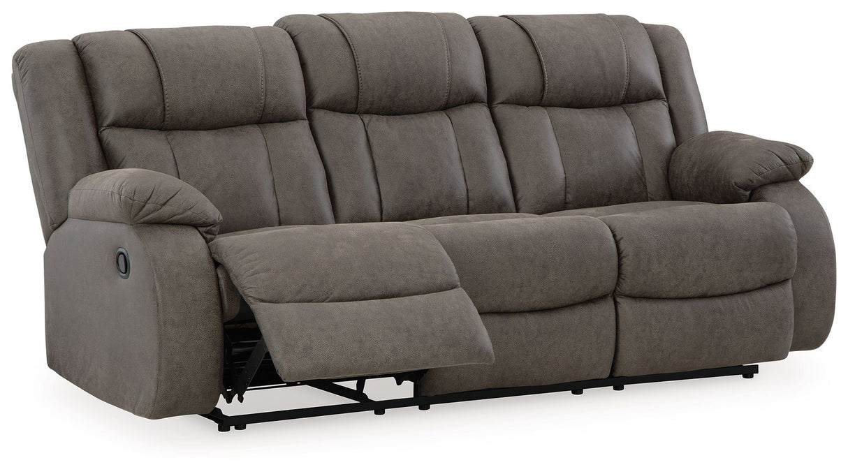 First Base - Gunmetal - Reclining Sofa by Signature Design by Ashley® | Bel Furniture