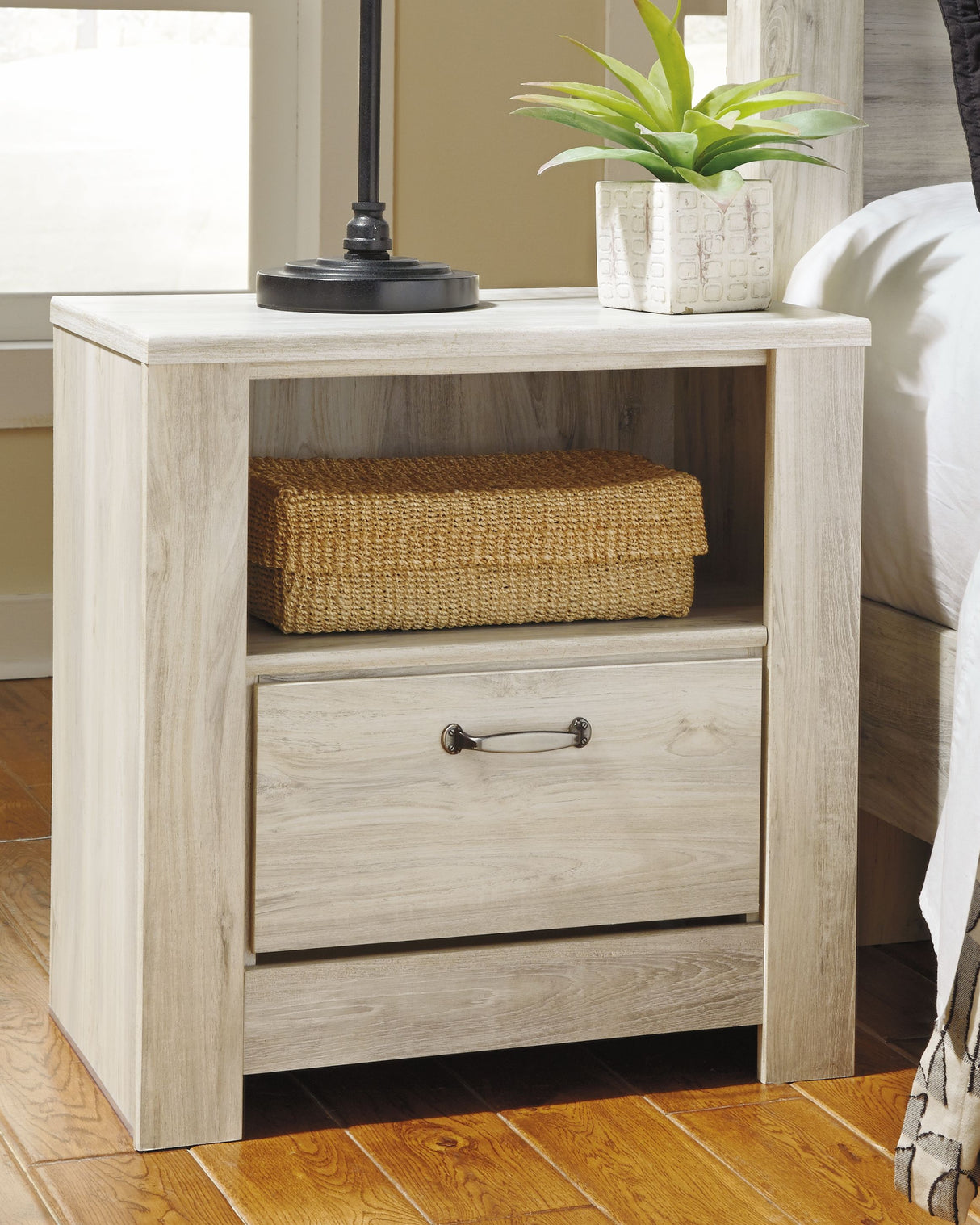 Bellaby - Whitewash - One Drawer Night Stand by Signature Design by Ashley® | Bel Furniture