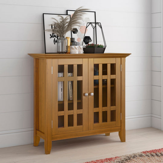 Bedford - Storage Media Cabinet Light Brown 32"W x 14"D x 31"H by Simpli-Home | Bel Furniture