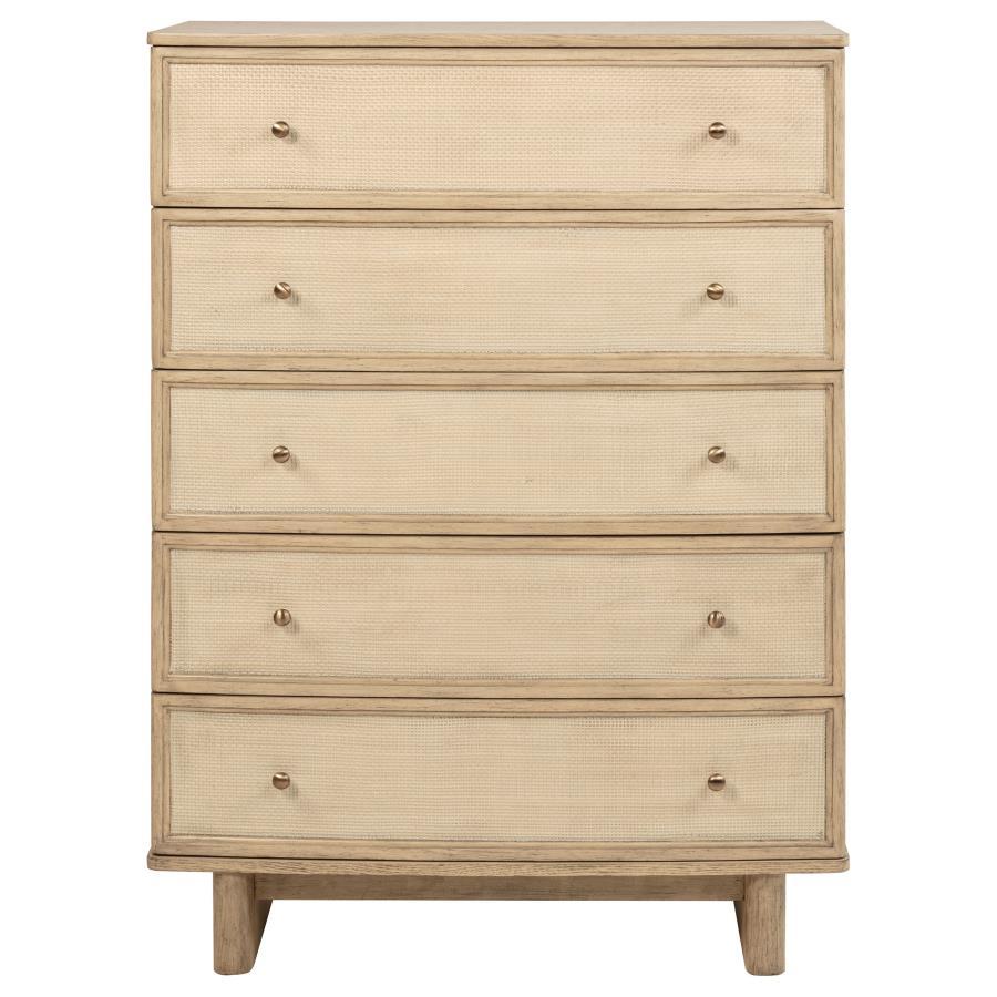 Kailani - 5-Drawer Bedroom Chest Of Drawers - Beige Oak by Coaster Fine Furniture | Bel Furniture