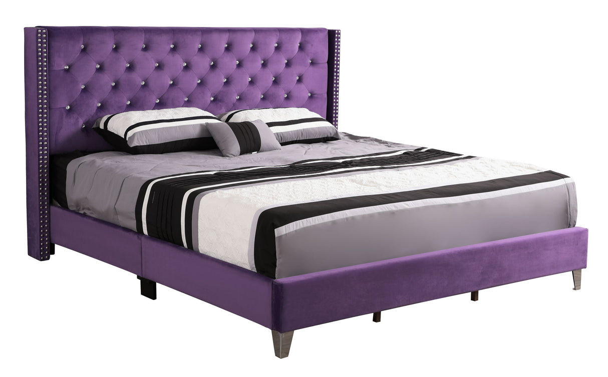 Upholstered Nailhead Trim Chic Bed - view 13