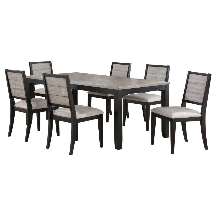 Elodie - Rectangular Extension Leaf Dining Set Dark Gray 7 Pc. Table, 6 Chairs by Coaster Fine Furniture | Bel Furniture