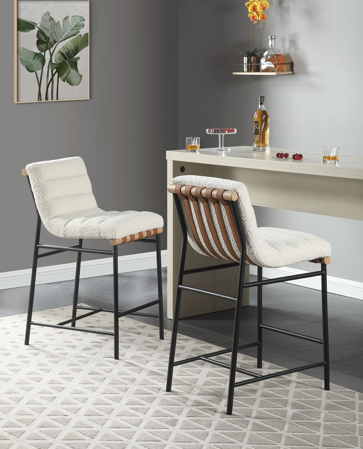 Lahni - 17" Boucle Fabric Counter Height Chair by Lilola Home | Bel Furniture