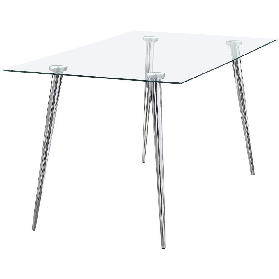 Gilman - Rectangular 64-inch Glass Top Dining Table White by CoasterEssence | Bel Furniture