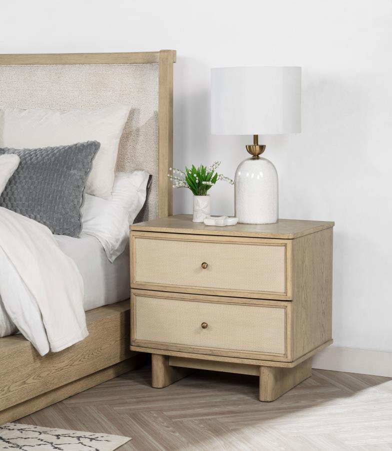 Kailani - 2-Drawer Nightstand Bedside Table - Beige Oak by Coaster Fine Furniture | Bel Furniture